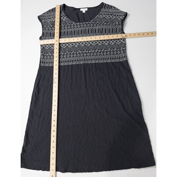 J Jill Embroidered Cotton Tunic Shift Dress Womens Medium Gray Boho Lagenlook - Picture 4 of 16